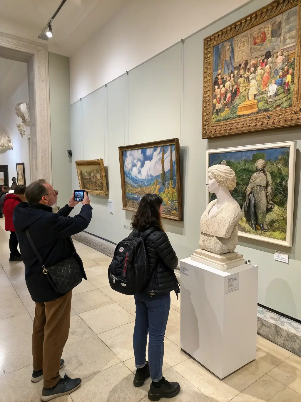 A colorful display of visual art pieces created by local artists, exhibited at a LES SEPT COLLINES gallery event in Tulle, showcasing diverse artistic expressions.